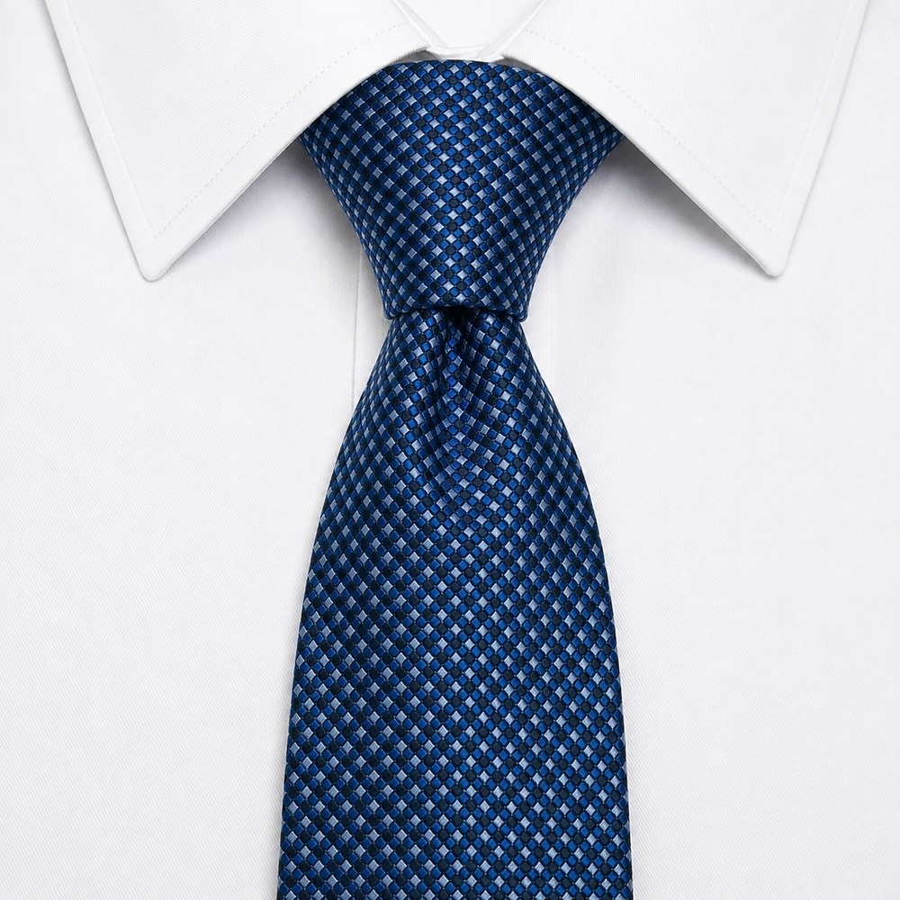 Umo Lorenzo Silk Necktie Mens OS Blue Micro Check Hand Made Italian Design